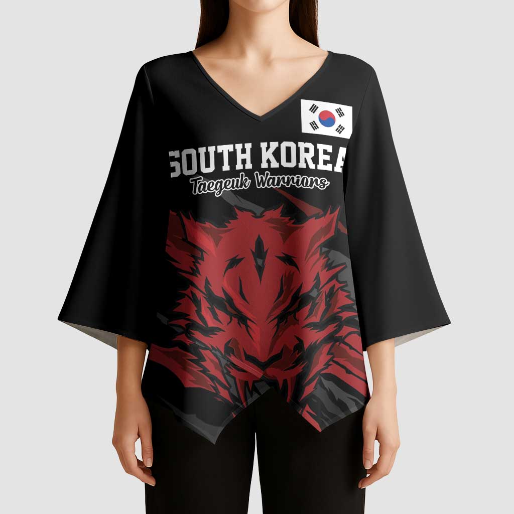 Custom South Korea Football Kimono Sleeve Blouse Taegeuk Warriors Spirit - Wonder Print Shop