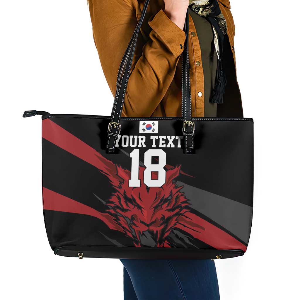 Custom South Korea Football Leather Tote Bag Taegeuk Warriors Spirit - Wonder Print Shop
