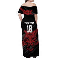 Custom South Korea Football Off Shoulder Maxi Dress Taegeuk Warriors Spirit - Wonder Print Shop