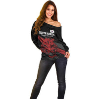 Custom South Korea Football Off Shoulder Sweater Taegeuk Warriors Spirit - Wonder Print Shop