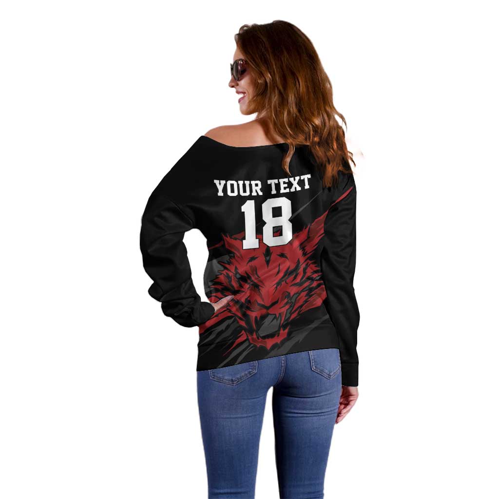 Custom South Korea Football Off Shoulder Sweater Taegeuk Warriors Spirit - Wonder Print Shop
