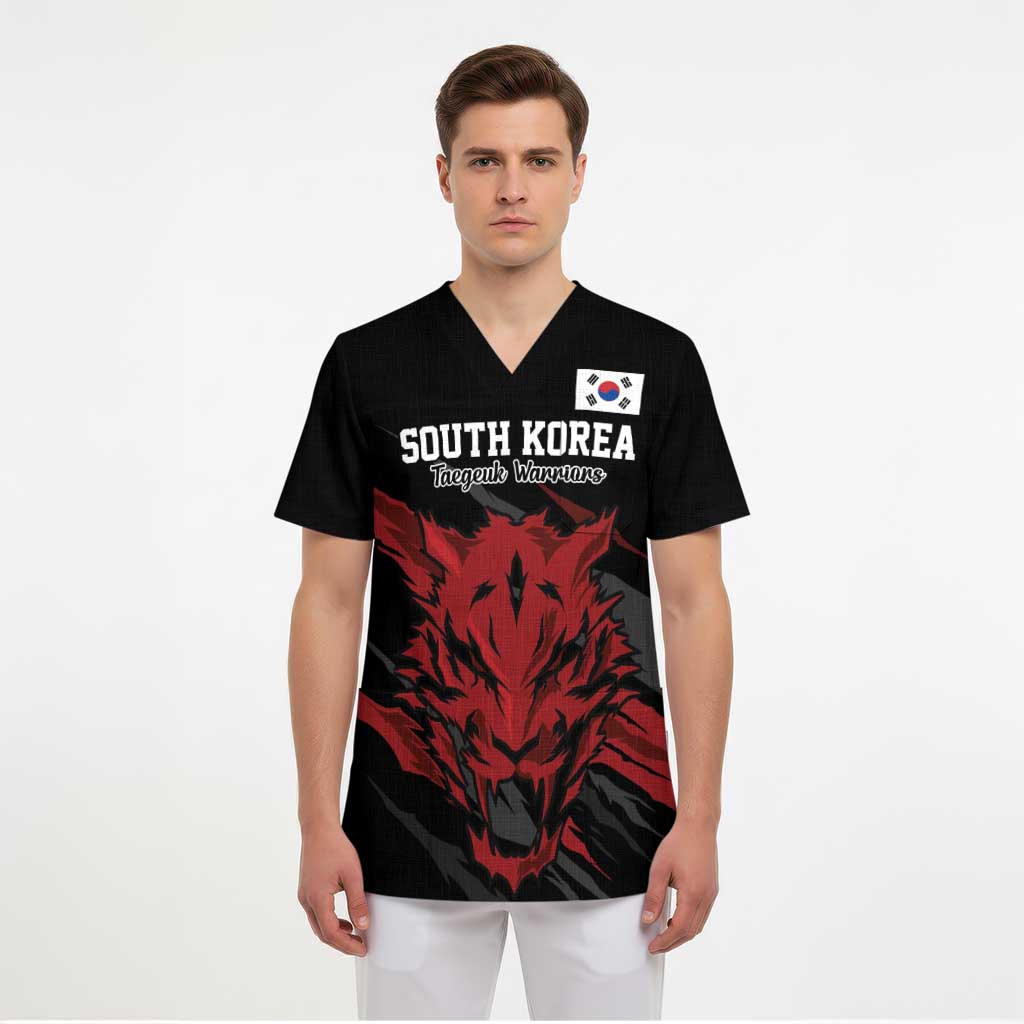Custom South Korea Football Scrub Top Taegeuk Warriors Spirit - Wonder Print Shop