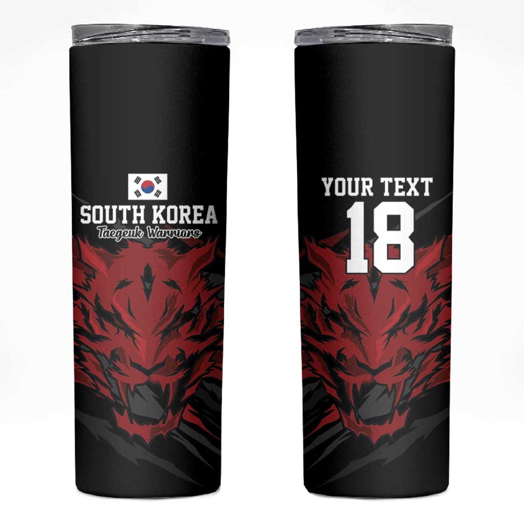 Custom South Korea Football Skinny Tumbler Taegeuk Warriors Spirit - Wonder Print Shop