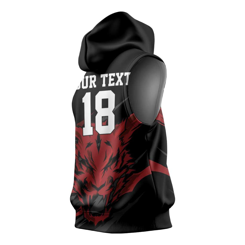 Custom South Korea Football Sleeveless Hoodie Taegeuk Warriors Spirit - Wonder Print Shop