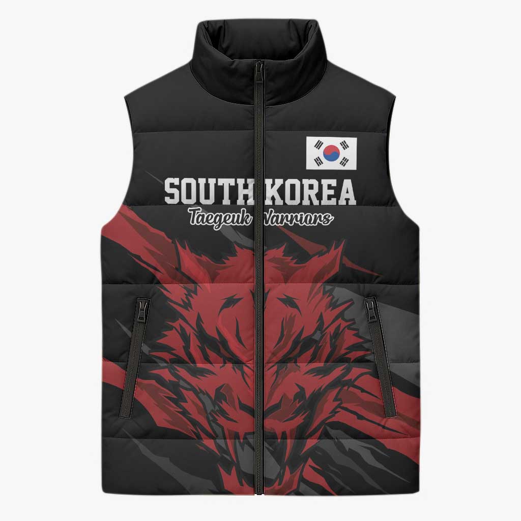 Custom South Korea Football Sleeveless Puffer Jacket Taegeuk Warriors Spirit - Wonder Print Shop