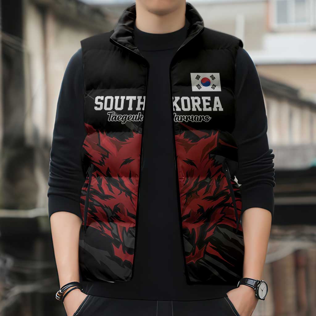 Custom South Korea Football Sleeveless Puffer Jacket Taegeuk Warriors Spirit - Wonder Print Shop