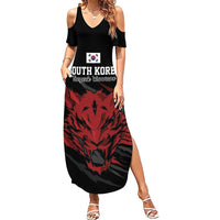 Custom South Korea Football Summer Maxi Dress Taegeuk Warriors Spirit - Wonder Print Shop