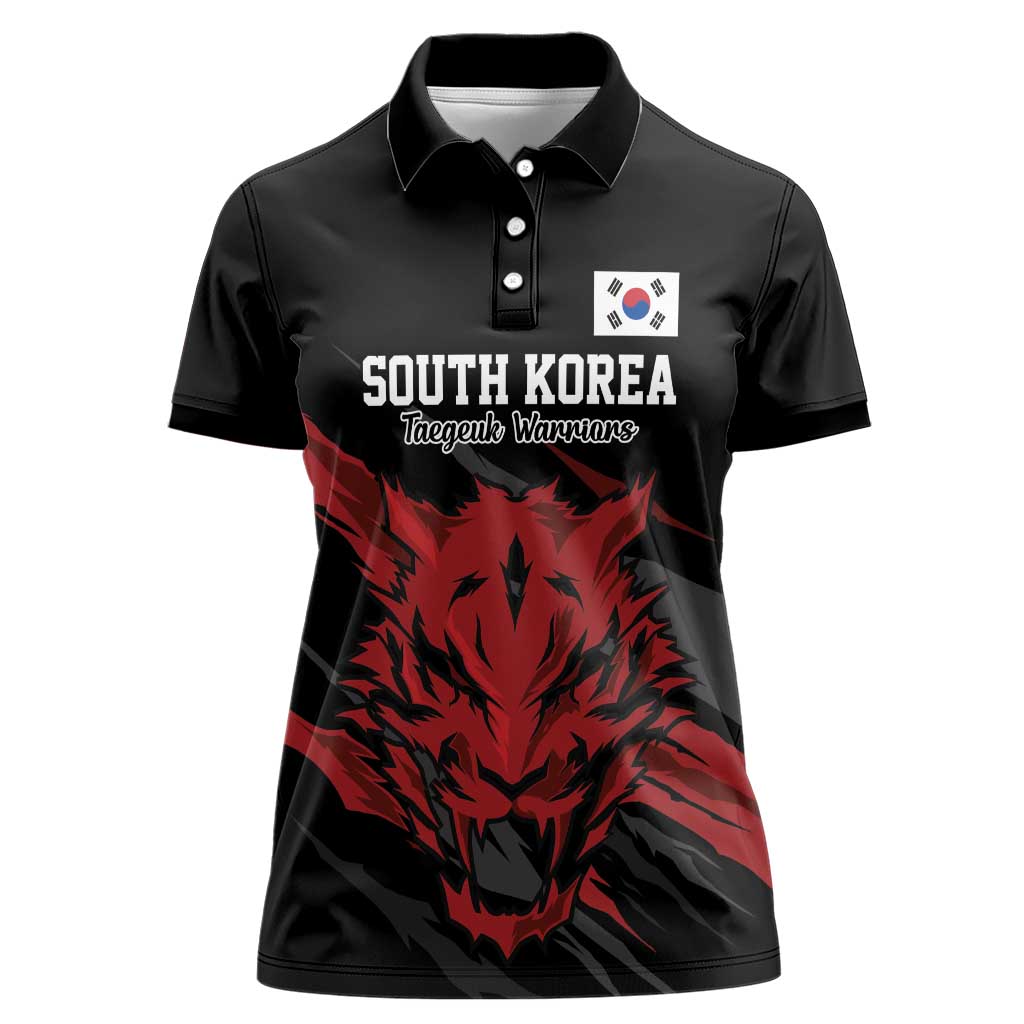 Custom South Korea Football Women Polo Shirt Taegeuk Warriors Spirit - Wonder Print Shop