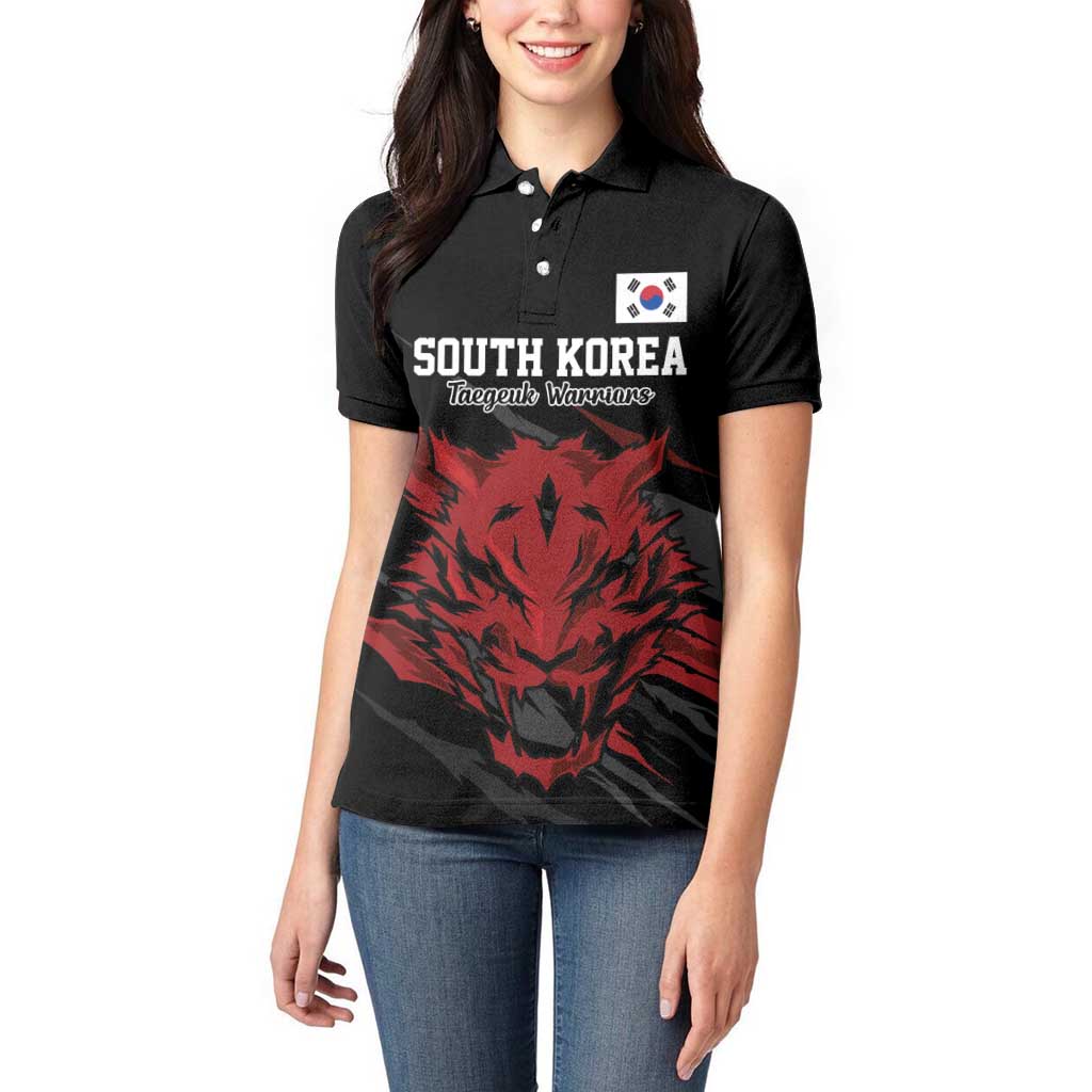Custom South Korea Football Women Polo Shirt Taegeuk Warriors Spirit - Wonder Print Shop