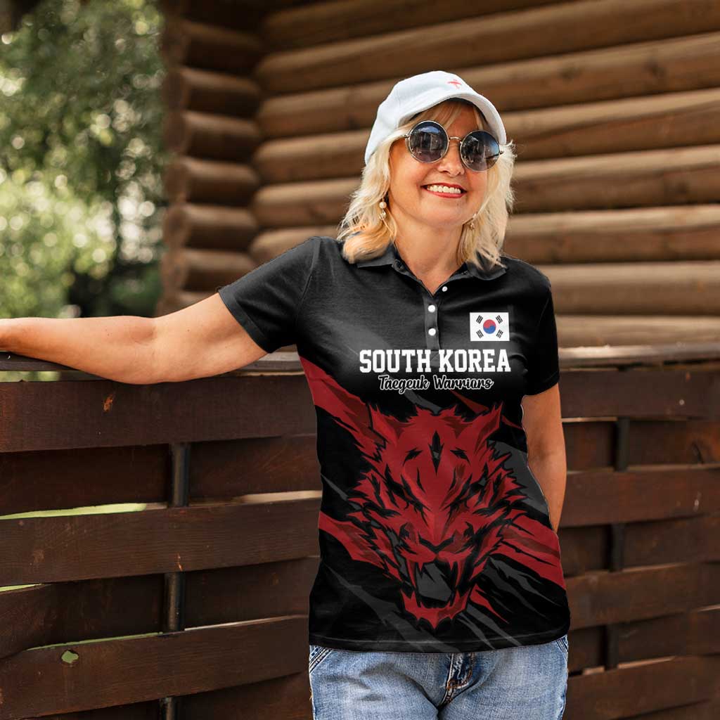 Custom South Korea Football Women Polo Shirt Taegeuk Warriors Spirit - Wonder Print Shop