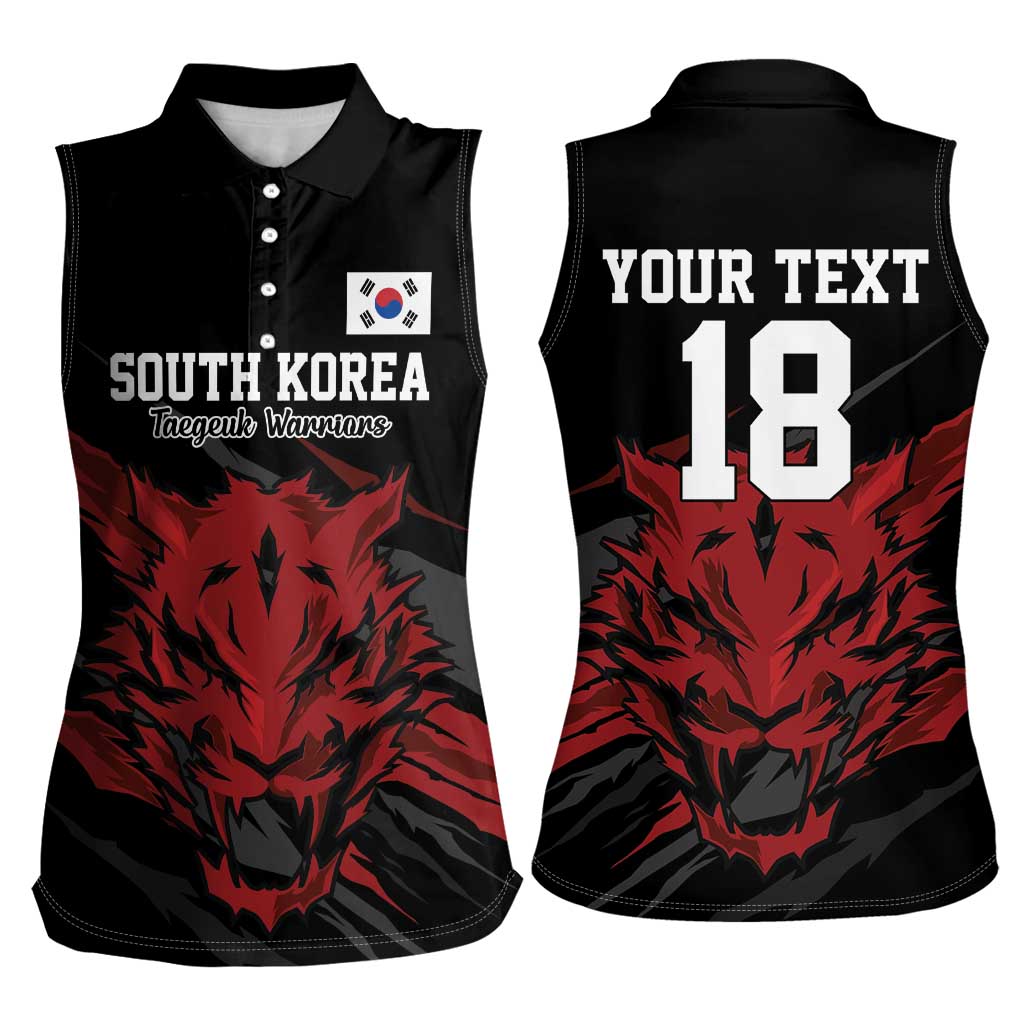 Custom South Korea Football Women Sleeveless Polo Shirt Taegeuk Warriors Spirit - Wonder Print Shop