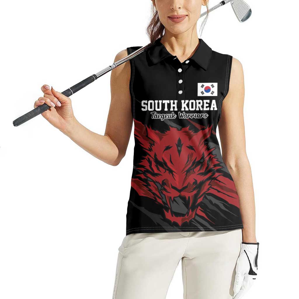 Custom South Korea Football Women Sleeveless Polo Shirt Taegeuk Warriors Spirit - Wonder Print Shop