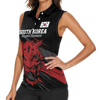 Custom South Korea Football Women Sleeveless Polo Shirt Taegeuk Warriors Spirit - Wonder Print Shop