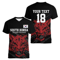 Custom South Korea Football Women V-Neck T-Shirt Taegeuk Warriors Spirit - Wonder Print Shop