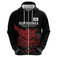 Custom South Korea Football Zip Hoodie Taegeuk Warriors Spirit - Wonder Print Shop