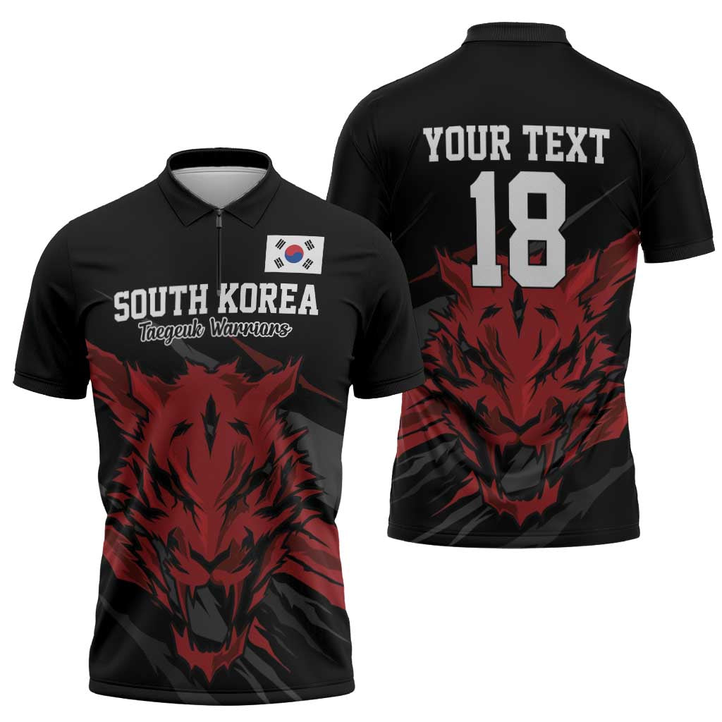 Custom South Korea Football Zipper Polo Shirt Taegeuk Warriors Spirit - Wonder Print Shop