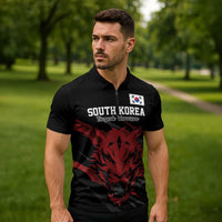 Custom South Korea Football Zipper Polo Shirt Taegeuk Warriors Spirit - Wonder Print Shop