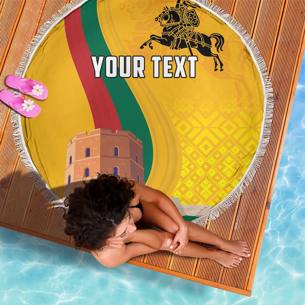 Personalized Lithuania Independence Restoration Day Beach Blanket Gediminas Tower Flag Style