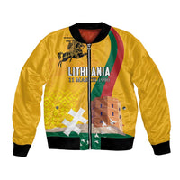 Personalized Lithuania Independence Restoration Day Bomber Jacket Gediminas Tower Flag Style