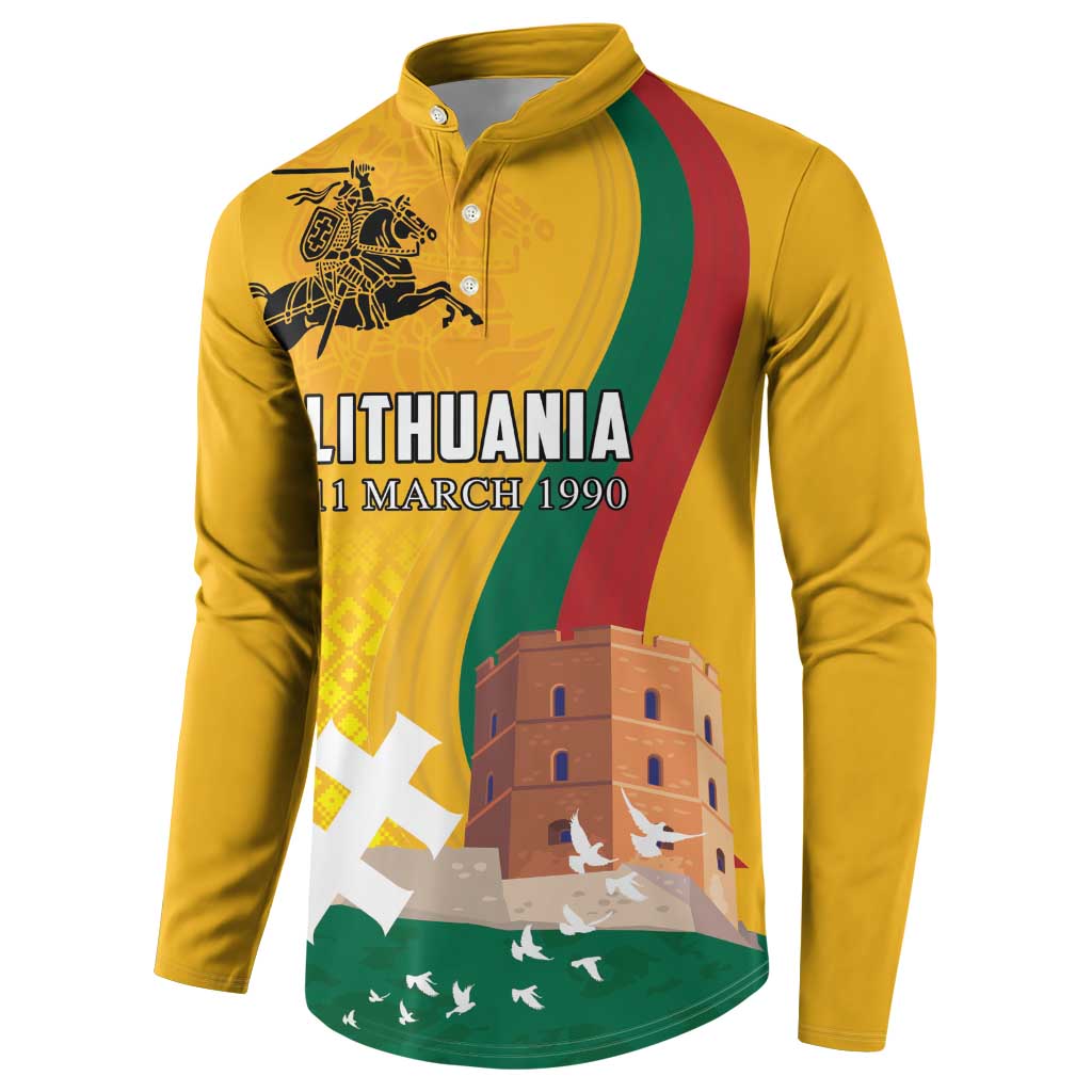 Personalized Lithuania Independence Restoration Day Button Sweatshirt Gediminas Tower Flag Style