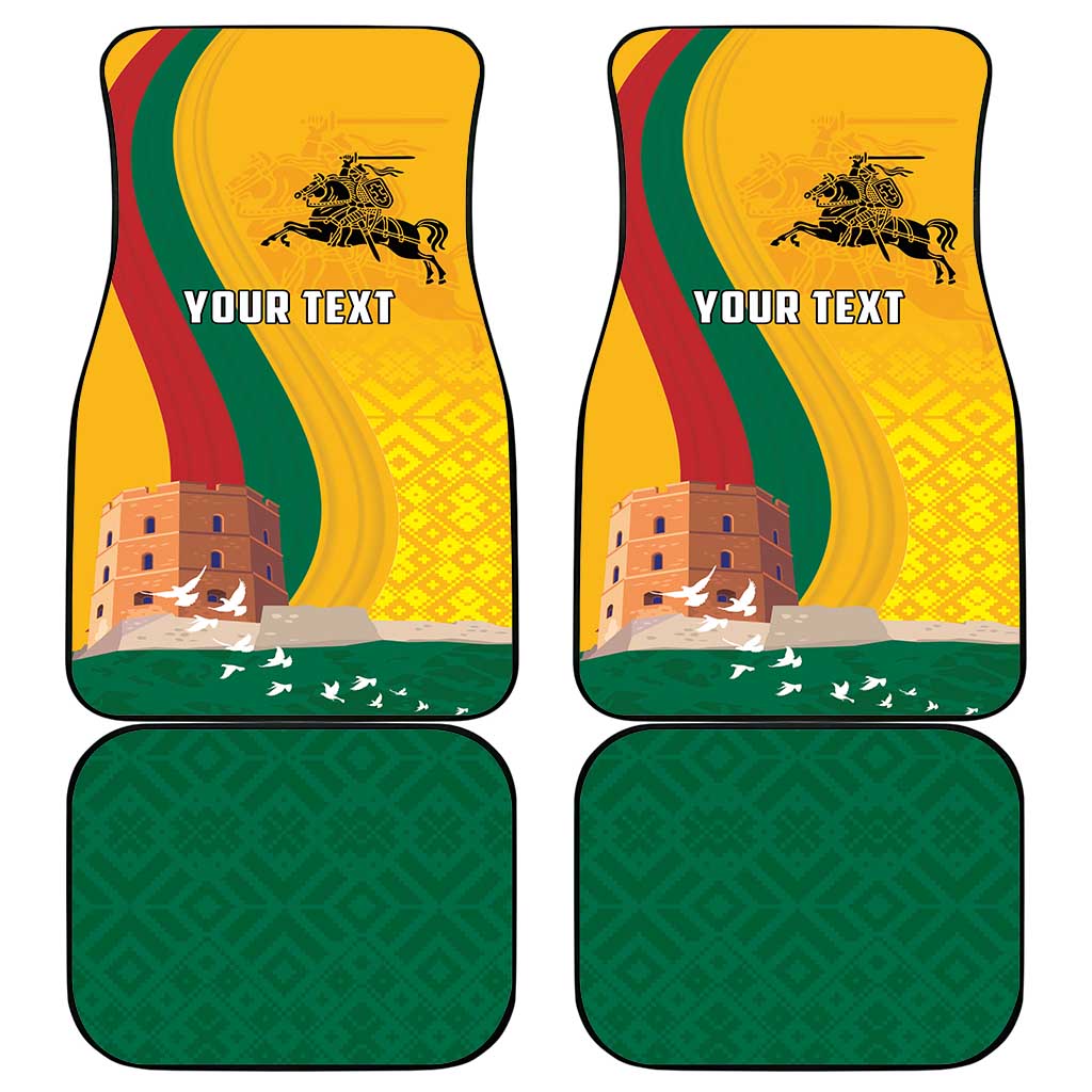 Personalized Lithuania Independence Restoration Day Car Mats Gediminas Tower Flag Style