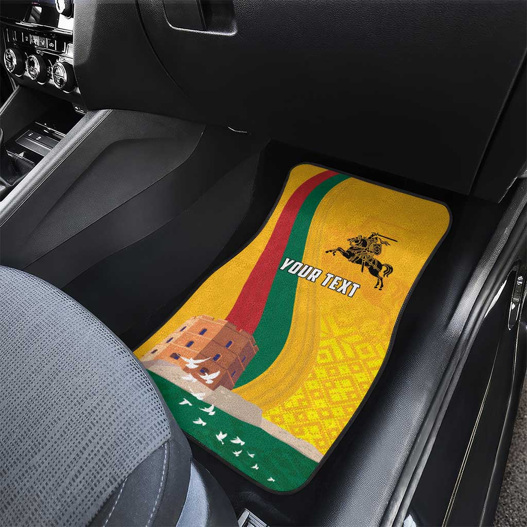 Personalized Lithuania Independence Restoration Day Car Mats Gediminas Tower Flag Style