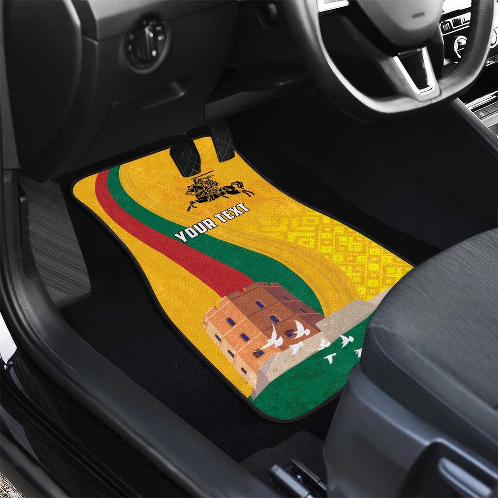 Personalized Lithuania Independence Restoration Day Car Mats Gediminas Tower Flag Style