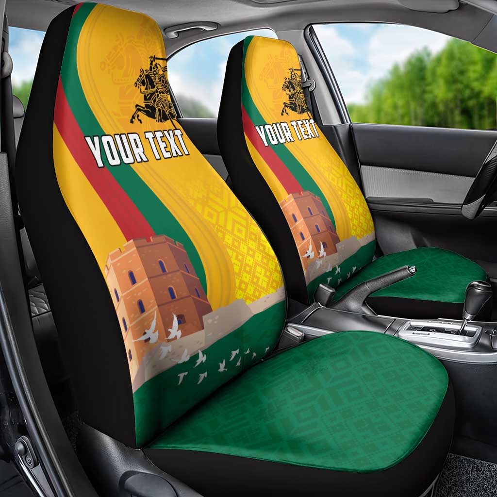 Personalized Lithuania Independence Restoration Day Car Seat Cover Gediminas Tower Flag Style