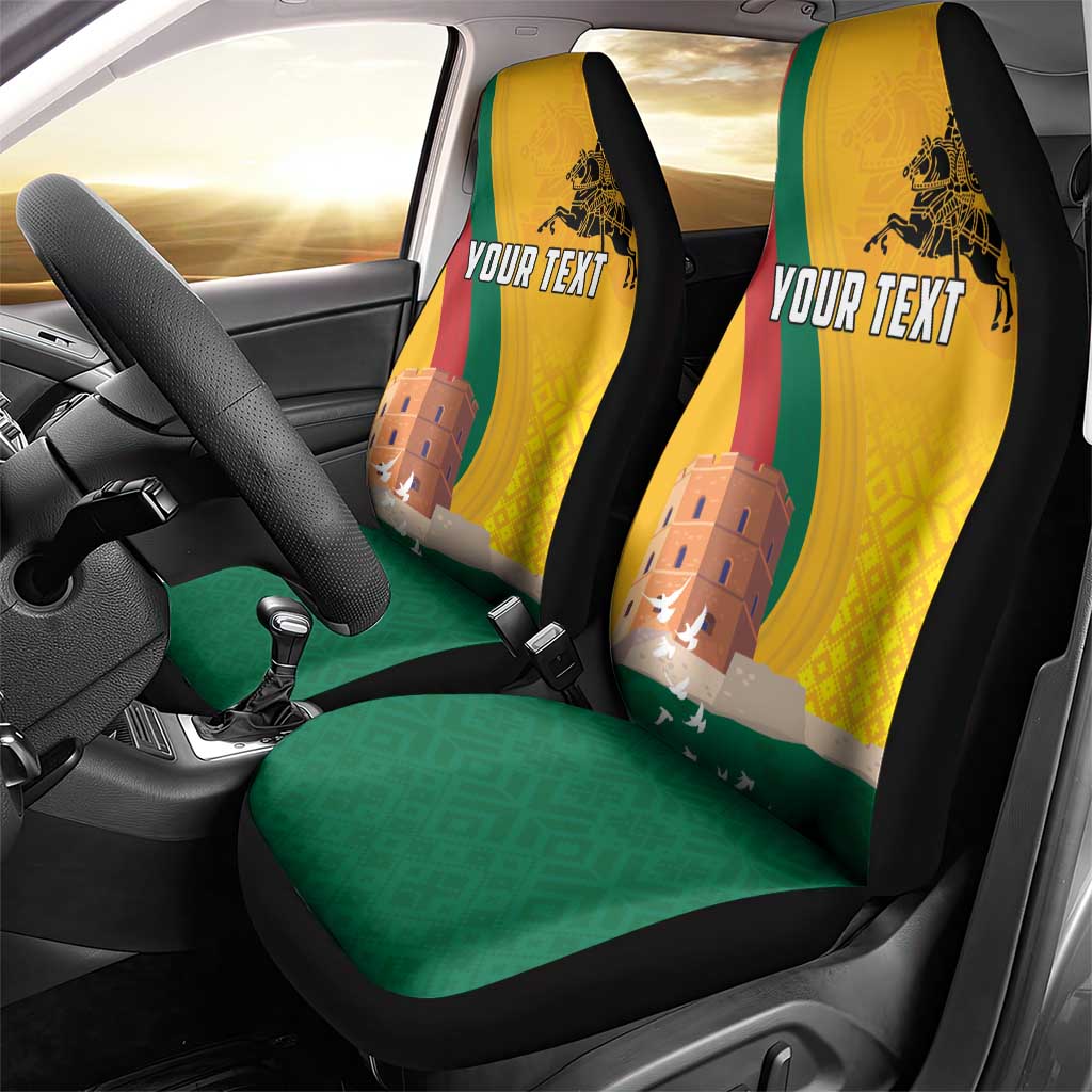 Personalized Lithuania Independence Restoration Day Car Seat Cover Gediminas Tower Flag Style
