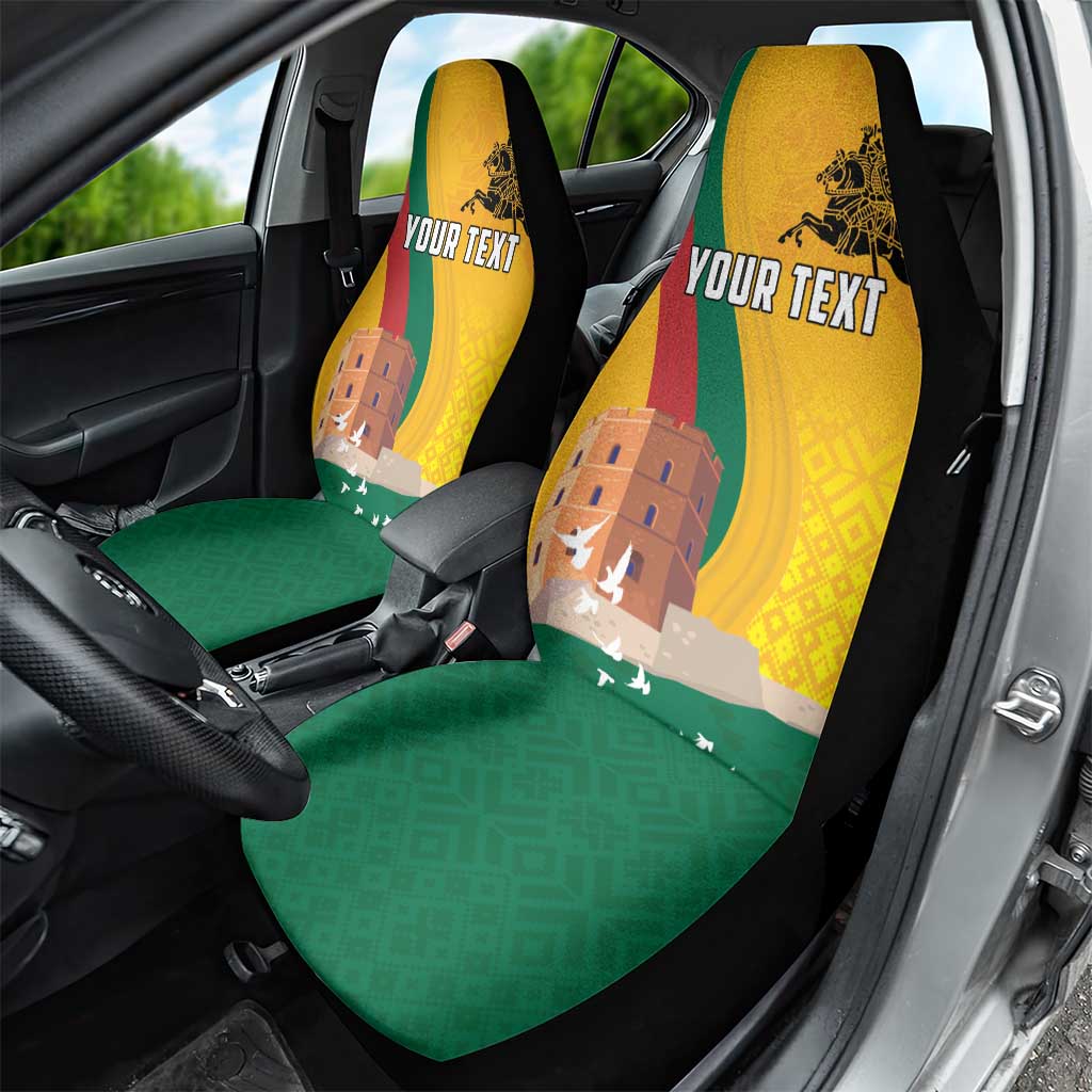 Personalized Lithuania Independence Restoration Day Car Seat Cover Gediminas Tower Flag Style