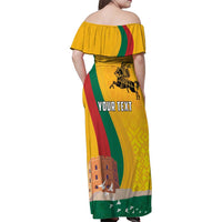 Personalized Lithuania Independence Restoration Day Family Matching Off Shoulder Maxi Dress and Hawaiian Shirt Gediminas Tower Flag Style