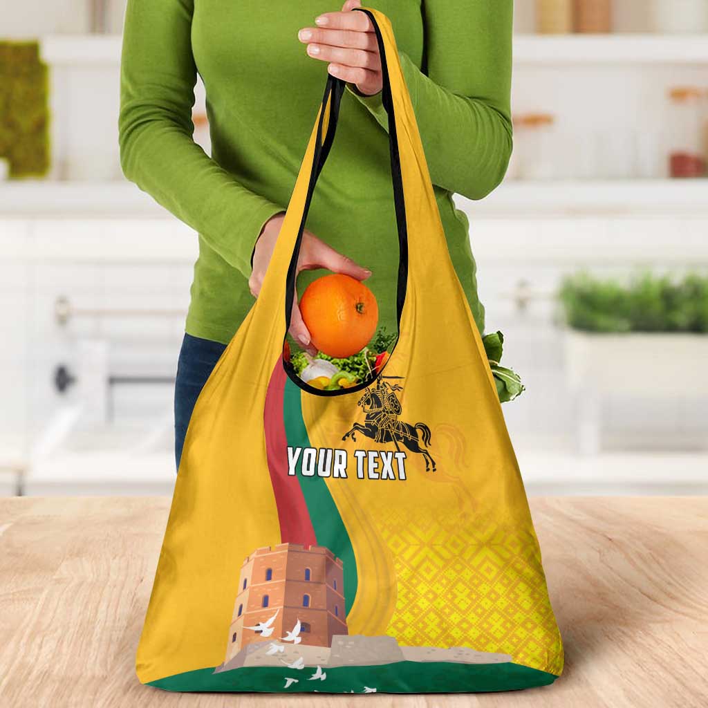 Personalized Lithuania Independence Restoration Day Grocery Bag Gediminas Tower Flag Style