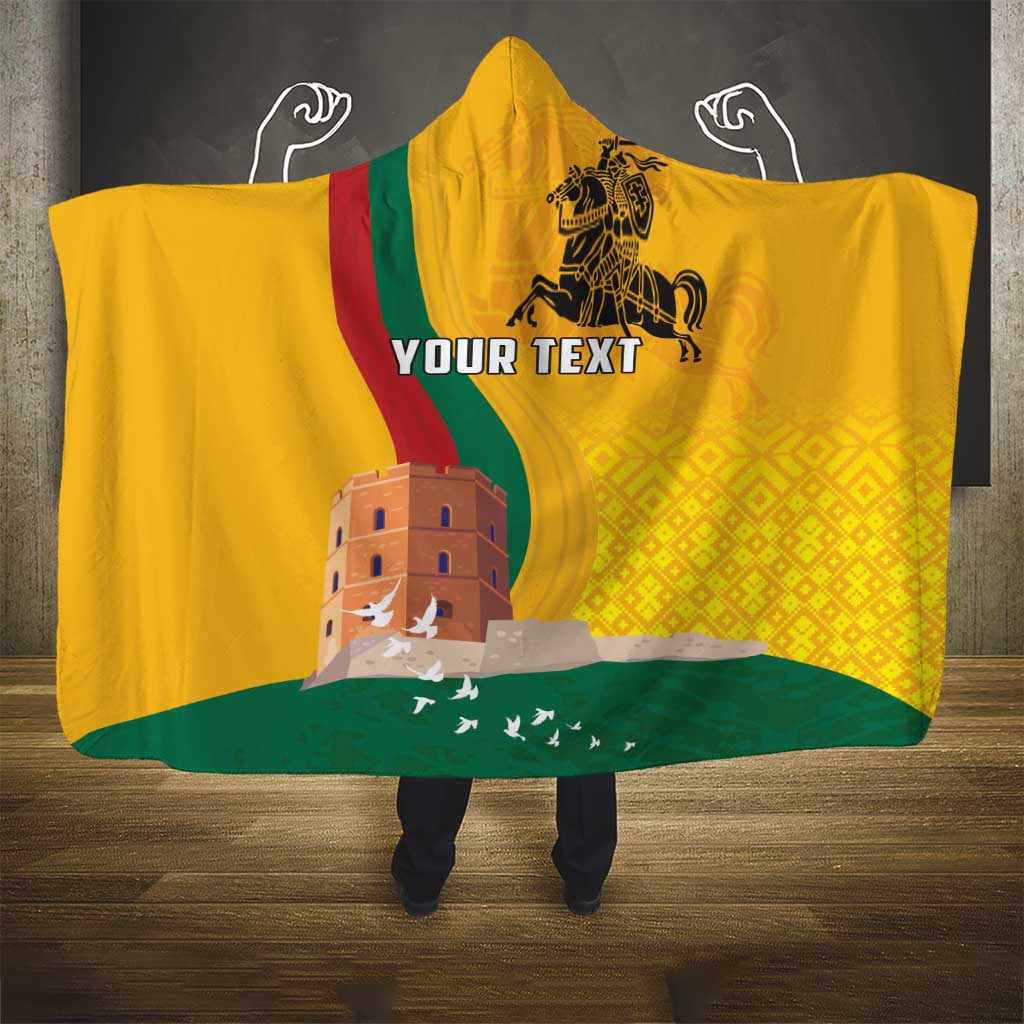 Personalized Lithuania Independence Restoration Day Hooded Blanket Gediminas Tower Flag Style