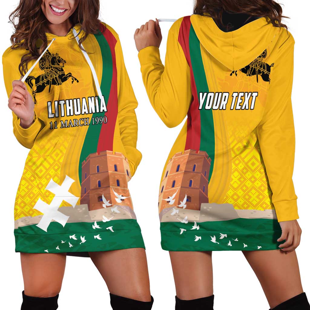 Personalized Lithuania Independence Restoration Day Hoodie Dress Gediminas Tower Flag Style