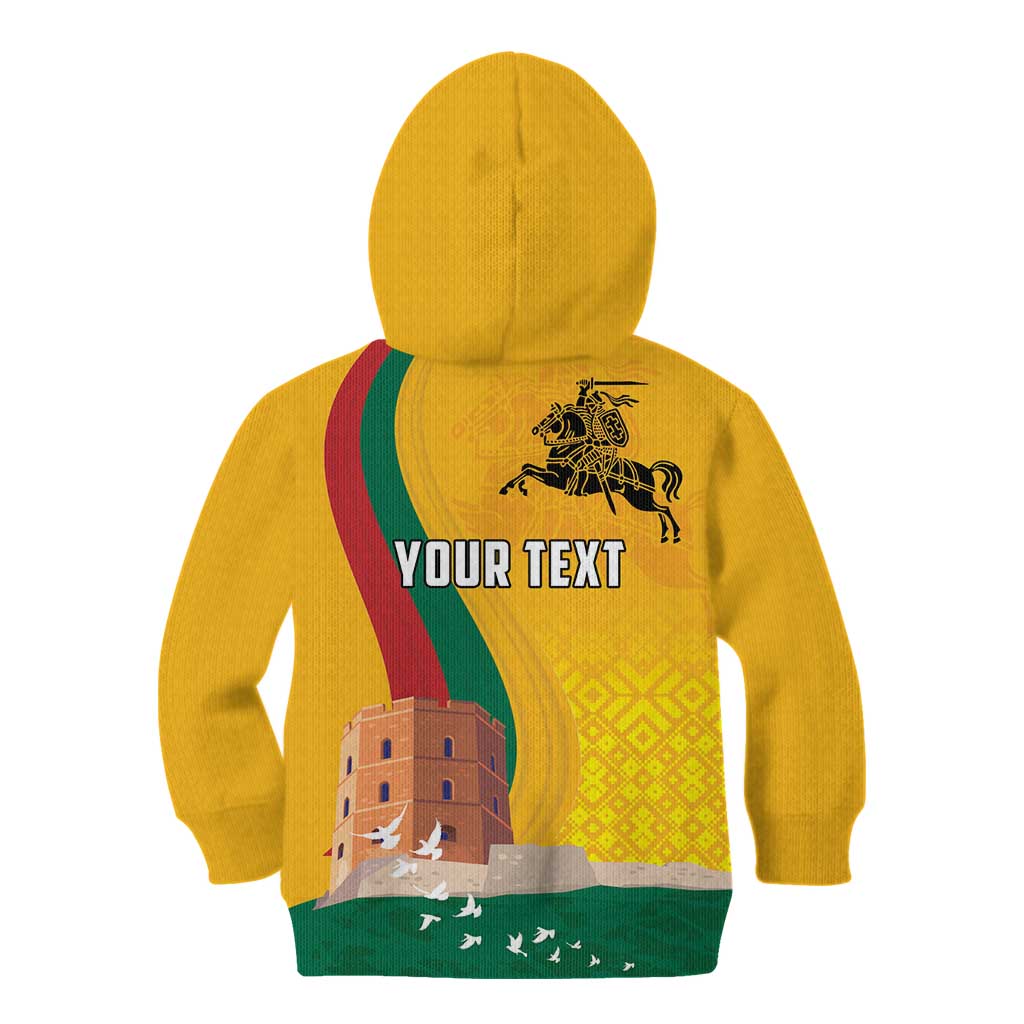 Personalized Lithuania Independence Restoration Day Kid Hoodie Gediminas Tower Flag Style