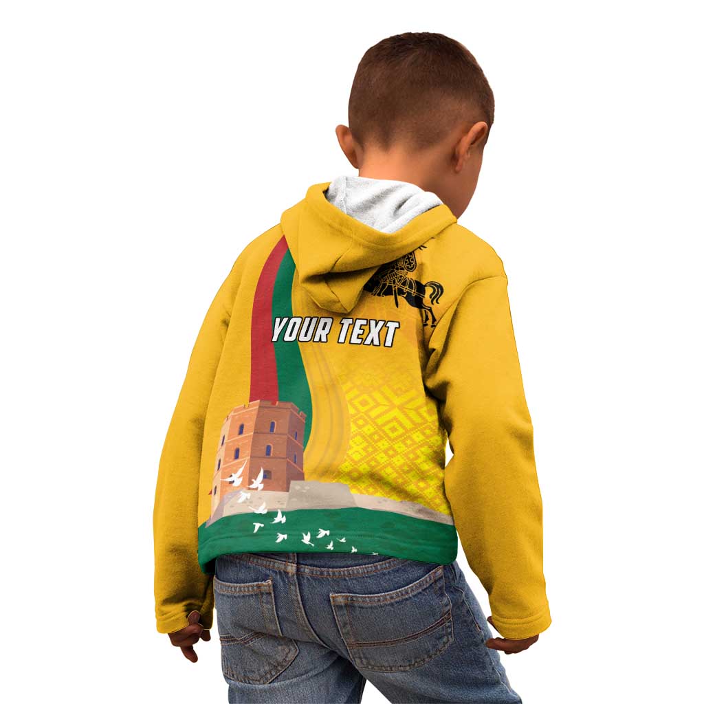 Personalized Lithuania Independence Restoration Day Kid Hoodie Gediminas Tower Flag Style
