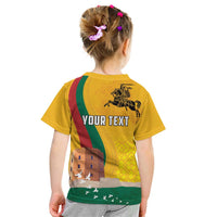 Personalized Lithuania Independence Restoration Day Kid T Shirt Gediminas Tower Flag Style
