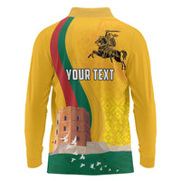 Personalized Lithuania Independence Restoration Day Long Sleeve Polo Shirt Gediminas Tower Flag Style