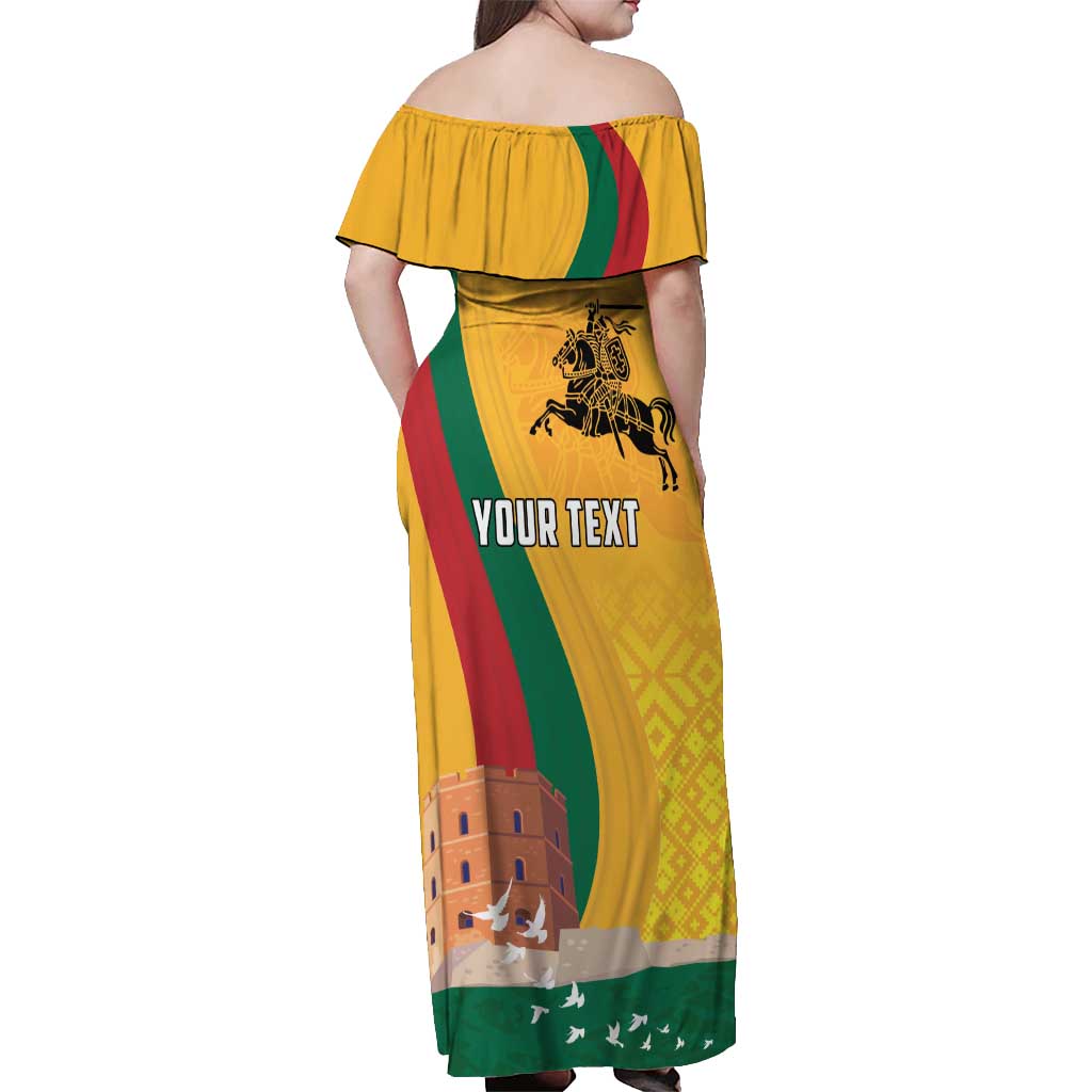 Personalized Lithuania Independence Restoration Day Off Shoulder Maxi Dress Gediminas Tower Flag Style