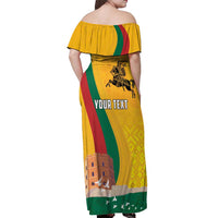 Personalized Lithuania Independence Restoration Day Off Shoulder Maxi Dress Gediminas Tower Flag Style