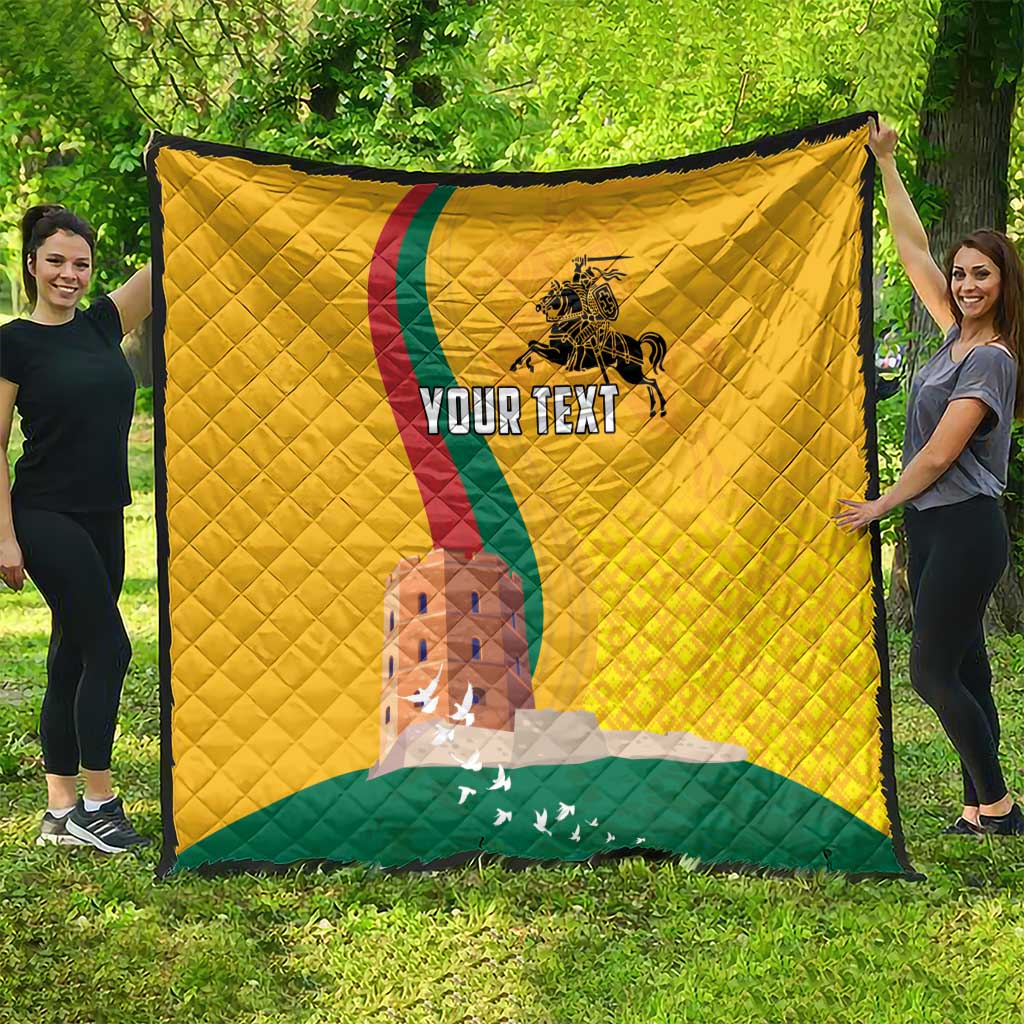 Personalized Lithuania Independence Restoration Day Quilt Gediminas Tower Flag Style