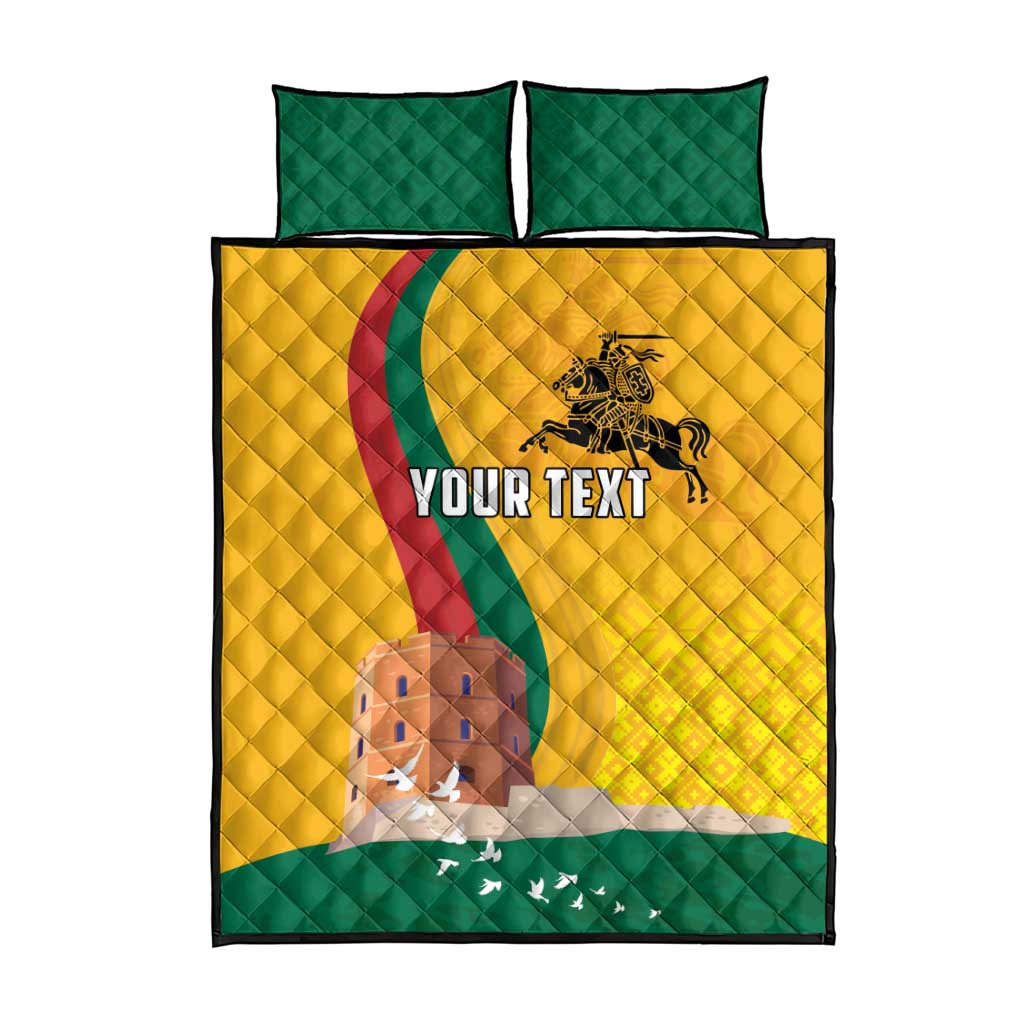 Personalized Lithuania Independence Restoration Day Quilt Bed Set Gediminas Tower Flag Style