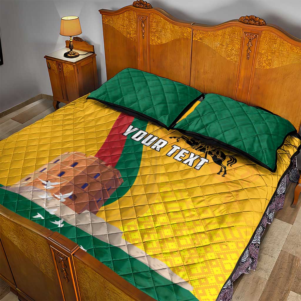 Personalized Lithuania Independence Restoration Day Quilt Bed Set Gediminas Tower Flag Style