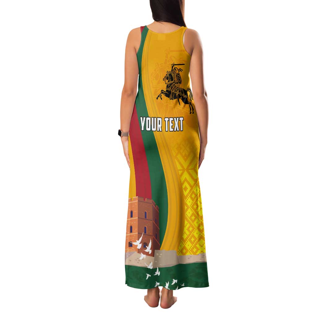 Personalized Lithuania Independence Restoration Day Tank Maxi Dress Gediminas Tower Flag Style