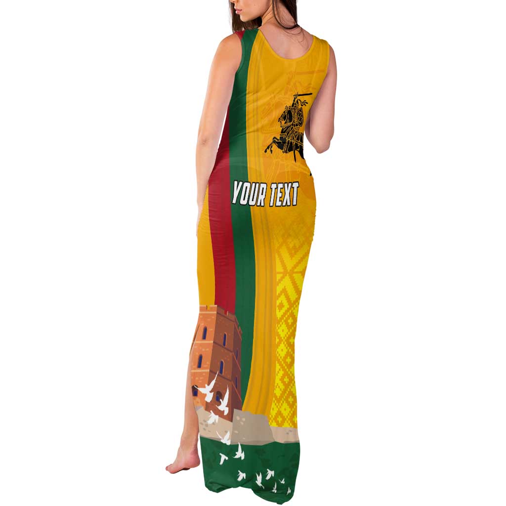 Personalized Lithuania Independence Restoration Day Tank Maxi Dress Gediminas Tower Flag Style