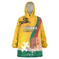 Personalized Lithuania Independence Restoration Day Wearable Blanket Hoodie Gediminas Tower Flag Style