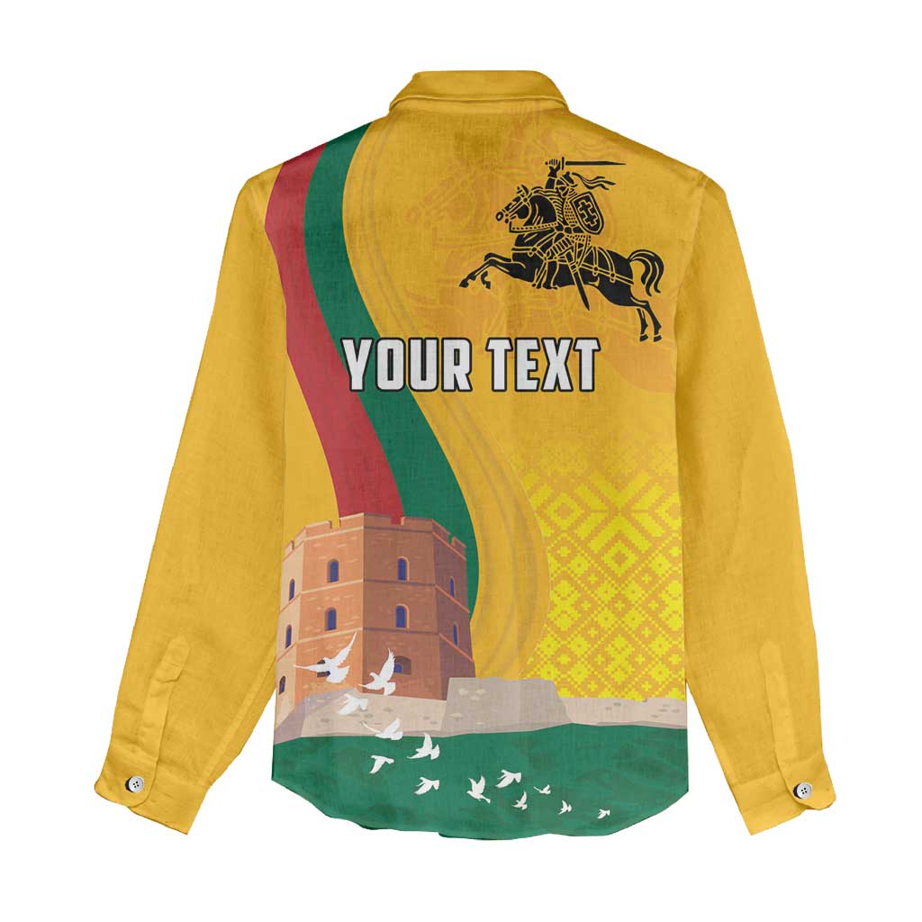 Personalized Lithuania Independence Restoration Day Women Casual Shirt Gediminas Tower Flag Style