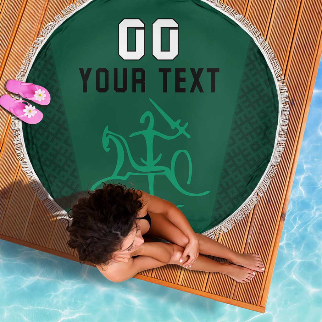 Custom Lithuania Football Beach Blanket Vytis Lithuanian Lietuva Green Version