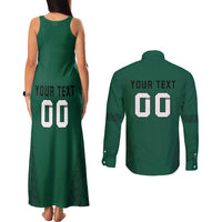 Custom Lithuania Football Couples Matching Tank Maxi Dress and Long Sleeve Button Shirt Vytis Lithuanian Lietuva Green Version