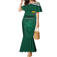 Custom Lithuania Football Family Matching Mermaid Dress and Hawaiian Shirt Vytis Lithuanian Lietuva Green Version